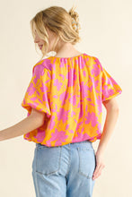 Load image into Gallery viewer, And The Why Full Size Printed Satin Bubble Hem Top