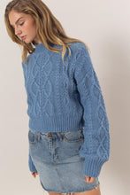 Load image into Gallery viewer, HYFVE Cable-Knit Mock Neck Dropped Shoulder Sweater