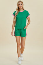 Load image into Gallery viewer, Double Take Full Size Texture Contrast T-Shirt and Shorts Set