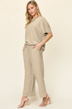 Load image into Gallery viewer, Double Take Full Size Texture Short Sleeve Top and Pants Set