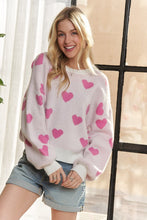 Load image into Gallery viewer, ADORA Heart Round Neck Drop Shoulder Sweater