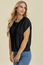 Load image into Gallery viewer, Double Take Full Size Cable-Knit Round Neck Short Sleeve Sweater