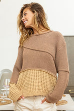 Load image into Gallery viewer, BiBi Texture Detail Contrast Drop Shoulder Sweater