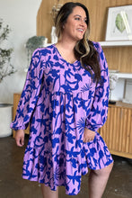 Load image into Gallery viewer, Double Take Full Size Printed Ruffle Hem Long Sleeve Dress