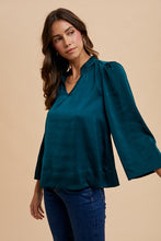 Load image into Gallery viewer, Annie Wear Satin Notched Three-Quarter Sleeve Blouse