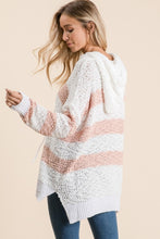 Load image into Gallery viewer, Reborn J Full Size High-Low Striped Popcorn Hoodie Sweater - Also in Plus