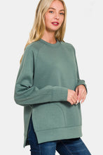 Load image into Gallery viewer, Zenana Scuba Round Neck Side Slit Sweatshirt