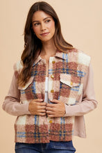 Load image into Gallery viewer, Faux Fur Plaid Button Up Jacket