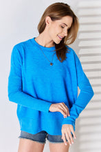 Load image into Gallery viewer, Zenana Ribbed Trim Round Neck Long Sleeve Top