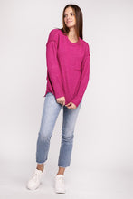 Load image into Gallery viewer, Melange Hi-Low hem Round Neck Sweater