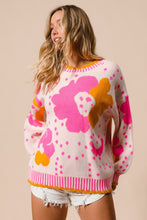 Load image into Gallery viewer, BiBi Flower Pattern Contrast Sweater