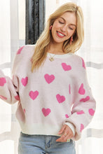 Load image into Gallery viewer, ADORA Heart Round Neck Drop Shoulder Sweater