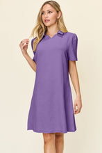 Load image into Gallery viewer, Double Take Full Size Texture Collared Neck Short Sleeve Dress