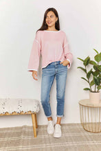 Load image into Gallery viewer, Double Take Contrast Detail Dropped Shoulder Knit Top