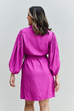 Load image into Gallery viewer, Jade By Jane Hello Darling Full Size Half Sleeve Belted Mini Dress in Magenta