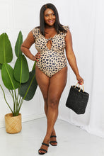 Load image into Gallery viewer, Marina West Swim Seashell Ruffle Sleeve One-Piece in Leopard