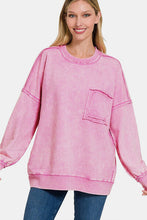 Load image into Gallery viewer, Zenana Exposed Seam Round Neck Dropped Shoulder Sweatshirt