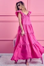 Load image into Gallery viewer, BiBi Tiered Ruffled Cap Sleeve Maxi Dress