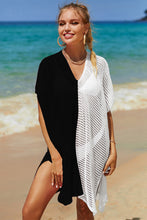 Load image into Gallery viewer, Double Take Openwork Contrast Slit Knit Cover Up