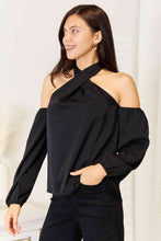 Load image into Gallery viewer, Double Take Grecian Cold Shoulder Long Sleeve Blouse