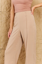 Load image into Gallery viewer, HYFVE Pretty Pleased High Waist Pintuck Straight Leg Pants in Camel