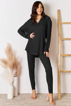 Load image into Gallery viewer, Basic Bae Full Size Notched Long Sleeve Top and Pants Set