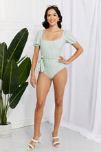 Load image into Gallery viewer, Marina West Swim Salty Air Puff Sleeve One-Piece in Sage