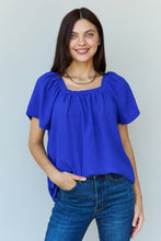 Load image into Gallery viewer, Ninexis Keep Me Close Square Neck Short Sleeve Blouse in Royal