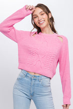 Load image into Gallery viewer, Knit Pullover Sweater With Cold Shoulder Detail