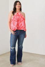 Load image into Gallery viewer, Plus Size Abstract Print Halter Ruffle Hem Top