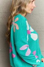 Load image into Gallery viewer, Floral Dropped Shoulder Ribbed Trim Sweater