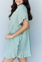 Load image into Gallery viewer, Ninexis Out Of Time Full Size Ruffle Hem Dress with Drawstring Waistband in Light Sage