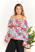 Load image into Gallery viewer, Double Take Floral Off-Shoulder Flounce Sleeve Layered Blouse