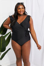 Load image into Gallery viewer, Marina West Swim Full Size Float On Ruffle Faux Wrap One-Piece in Black