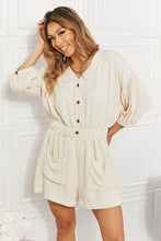 Load image into Gallery viewer, White Birch Full SIze Play It Cool Three-Quarter Sleeve Romper in Cream