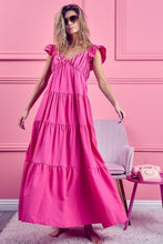 Load image into Gallery viewer, BiBi Tiered Ruffled Cap Sleeve Maxi Dress