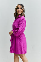 Load image into Gallery viewer, Jade By Jane Hello Darling Full Size Half Sleeve Belted Mini Dress in Magenta
