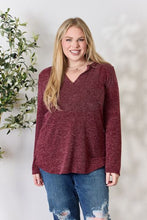 Load image into Gallery viewer, Heimish Full Size Notched Long Sleeve Top