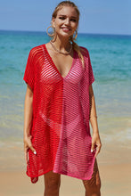 Load image into Gallery viewer, Double Take Openwork Contrast Slit Knit Cover Up