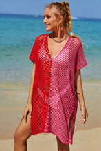 Load image into Gallery viewer, Double Take Openwork Contrast Slit Knit Cover Up