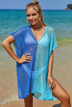 Load image into Gallery viewer, Double Take Openwork Contrast Slit Knit Cover Up