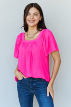 Load image into Gallery viewer, Ninexis Keep Me Close Square Neck Short Sleeve Blouse in Fuchsia