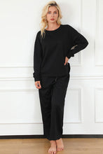 Load image into Gallery viewer, Double Take Full Size Textured Long Sleeve Top and Drawstring Pants Set