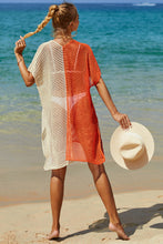 Load image into Gallery viewer, Double Take Openwork Contrast Slit Knit Cover Up