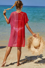 Load image into Gallery viewer, Double Take Openwork Contrast Slit Knit Cover Up