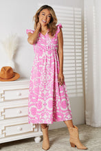 Load image into Gallery viewer, Double Take Floral V-Neck Cap Sleeve Dress