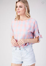Load image into Gallery viewer, Pink Blue Plaid Top