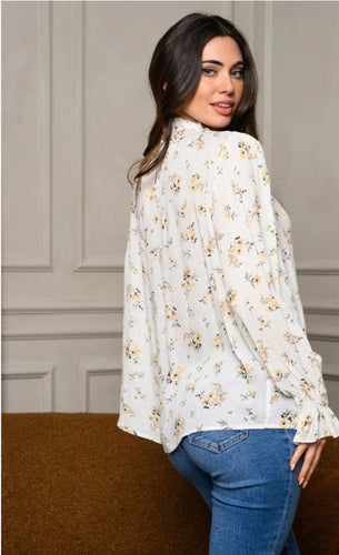 Floral Mock Neck Blouse