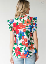 Load image into Gallery viewer, Primary Floral Frill Top