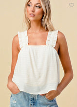 Load image into Gallery viewer, Creme Ruffle Strap Tank